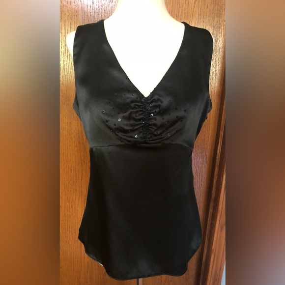 Satin- like Tank Top with beading - Picture 1 of 6
